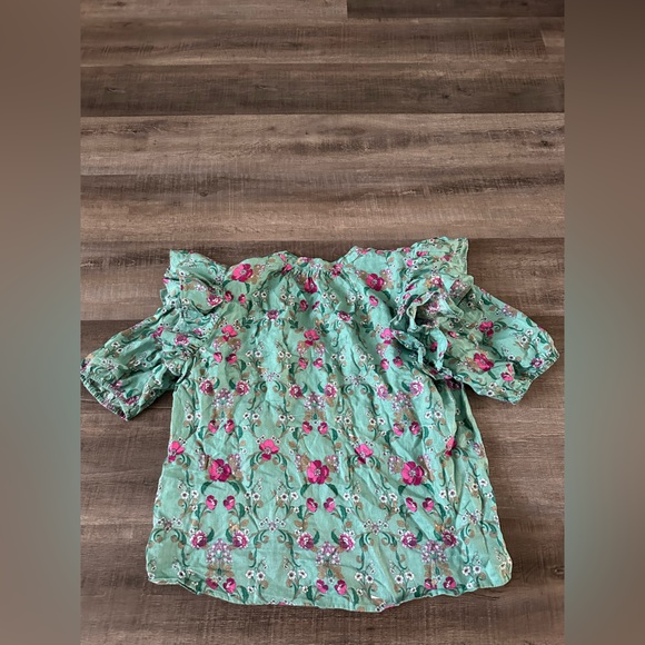 Linen Printed Puff-Sleeve Peasant Top, Created for Macy's Size Large (XL) - Picture 3 of 7